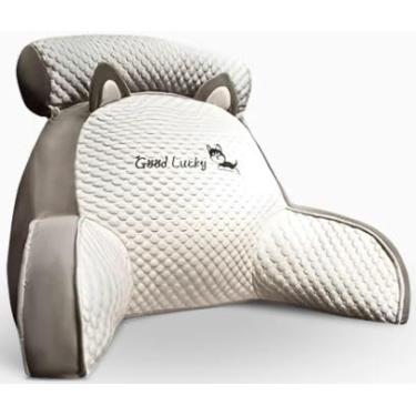 Imagem de Almofada de Leitura com Encosto Ergonômico e Braços – Capa Removível, Tecido Seda Gelada, Enchimento Macio de Algodão PP – Ideal para Leitura, TV, Descanso e Presente Aconchegante - Cinza