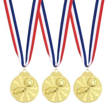 Imagem de PATIKIL Medalhas de prêmio de metal de 5 cm, 3 medalhas de vencedor com fita de pescoço para participação de adultos em competições esportivas, douradas (estilo futebol americano 1)