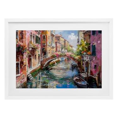 Imagem de Stupell Industries Impressão emoldurada branca Reflexões de Veneza, design sob vidro da LSR Creative Studio, 43 x 58