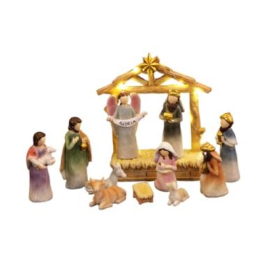 Imagem de Generic Presépios de Natal com luzes LED, estátua iluminada da Sagrada Família, mini presépio, conjunto para festival, Múltiplos