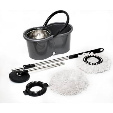 Imagem de Mop Balde Esfregão Mop 3 Refis Cesto Inox Rodinhas Black Class - Importado