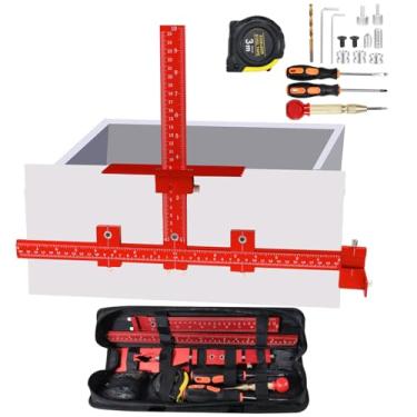 Imagem de Conjunto de ferramentas de gabarito 2025 novo para gabarito, gabarito de alça de armário de liga de alumínio – com perfurador central automático, guia de broca ajustável, ferramenta de molde de
