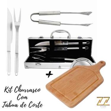 Imagem de Kit Churrasco 3 Peças Inox Com Tábua de Corte - XBZ