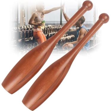 Imagem de Par De Clubes Indianos De Madeira 2lb Para Treinamento Maça De Madeira Clube De Exercício Para Treinamento De Força Reabilitação Melhora A Aderência Treino De Corpo Inteiro Para, L