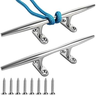 Imagem de VEITHI Chuteiras de barco de aço inoxidável 316 de 30,5 cm, travas de doca de barco com base aberta, grampo de barco grandes com ferragens, grampo de corda para barco/iate/convés/decoração náutica