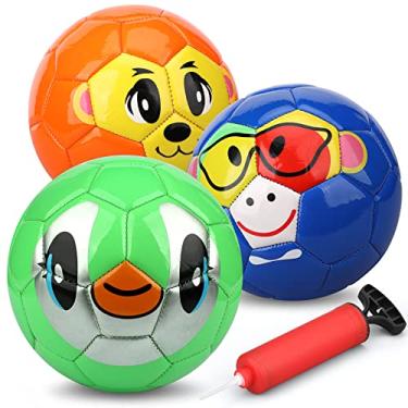 Imagem de Dilabnba Mini bolas de futebol para crianças de 6 a 12 meses, equipamento esportivo com bolas de futebol de 15 cm, bolas fofas de rosto de animais pequenos, presente de bola macia legal para meninas e