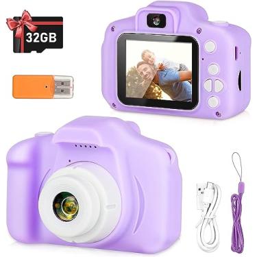 Imagem de Vasttron Câmera infantil, câmeras de vídeo digitais HD para crianças, presentes para meninas e meninos de 3 a 12 anos, câmera de selfie portátil para crianças com cartão SD de 32 GB