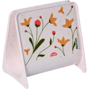 Imagem de Porta Guardanapos em Plástico Marmorizado Floral 12x8,2x12,2cm - Plasu