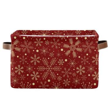Imagem de Cesta de armazenamento Senya Christmas Snowflakes, tela vermelha 38x28