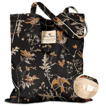 Imagem de Miss Adola Sacola estética feminina – Sacolas reutilizáveis com bolso e fivela magnética, design fofo, bolsa de ombro feminina de tecido de algodão para compras de supermercado, trabalho diário