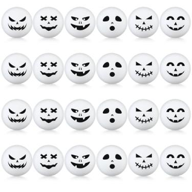 Imagem de Simgoing 24 Pack Halloween Table Tennis Balls 1.58 Inch Plastic Trick or Treat Face Designs 6 Styles Spooky Ghost Decorations Halloween Party Game Balls Bulk for Adults Party Favor