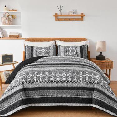 Imagem de Conjunto de edredões WONGS BEDDING Boho Queen Size Grey Bohemian 3 peç