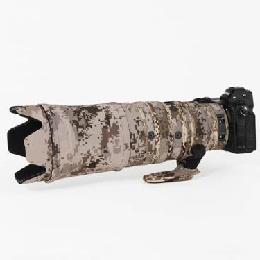 Imagem de CHASING BIRDS Revestimento de lente impermeável camuflado para Nikon Z 100-400 mm f/4.5-5.6 VR S capa protetora de lente à prova de chuva (grade marrom, com 1,4X TC)