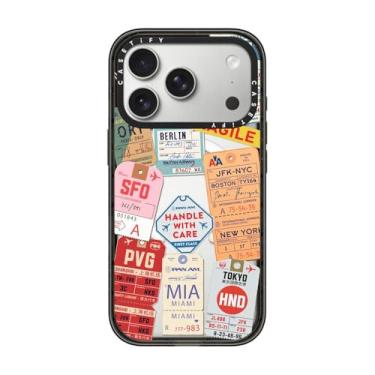 Imagem de CASETiFY Capa Impact para iPhone 17 Pro [fina/compatível com Magsafe/2,5 m. Proteção contra quedas de grau militar 4X] - AirTags - Preto transparente