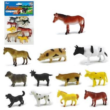 Imagem de Kit 10 Animais de Fazenda e Safari, Brinquedos de Borracha, Miniaturas