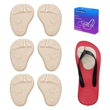 Imagem de Keroius Almofadas de metatarso de gel para sandálias, chinelos, de silicone, sem deslizamento, enchimento de sandálias, protetor de dedo autoadesivo para alívio da dor e fricção (3 pares de palmilhas