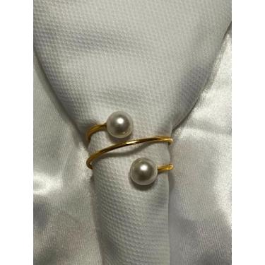 Imagem de Kit 12 Aneis Mesa Posta Argola Porta Guardanapo Prendedor Anel com Uma ou Duas Voltas Anel de Guardanapo (DOURADO ARGOLA DUPLA, UNICO)