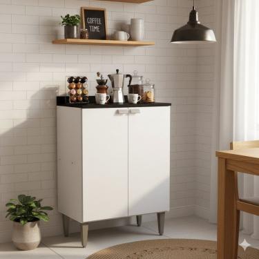 Imagem de Armário Multiuso 2 Portas para Cozinha Área Gourmet Escritório Área de Churrasco Carol Branco