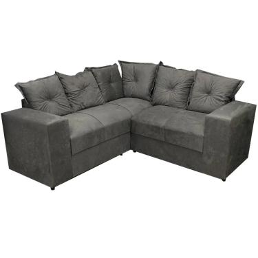 Imagem de Sofá de Canto Belo 4 Lugares 180cm x 180cm Tecido Suede Felipe Estofados Cor Cinza