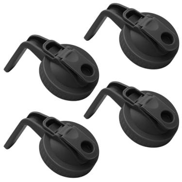 Imagem de Pacote com 4 frascos de vidro de boca larga, tampa de bico hermético, despeje a tampa do bico com alça, transforma seu pote de vidro em jarra, sem BPA e durável, tampas de tampa flip fáceis de limpar