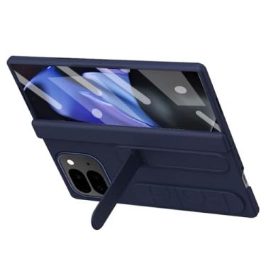 Imagem de LTLMYDAM Mini capa com suporte para Google Pixel 10 Pro Fold, protetor de tela com tudo incluído, capa de dobradiça com alça de mão, proteção contra quedas, azul, 10 Pro Fold