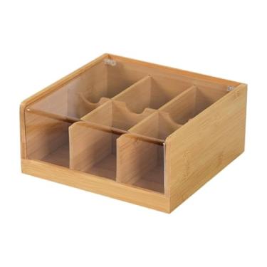 Imagem de DimyFew Organizador de saquinhos de chá com compartimentos, caixa de armazenamento leve e elegante, suporte para saquinhos de chá para apartamento, 6 Grades
