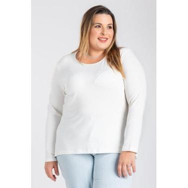 Imagem de Blusa Manga Longa Mullet Feminina Plus Size em Malha de Viscose com El