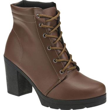 Imagem de Bota Coturno Salto Grosso Bloco Feminino Tratorado Blogueira - LAZZLU,