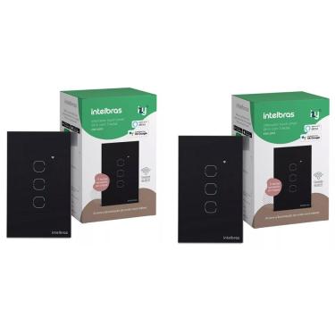 Imagem de Kit 2 Interruptores Smart Inteligente Touch Wi-fi 3 Teclas Ews 1003 Intelbras