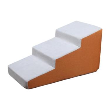 Imagem de WeiLaiKeQi Escadas para cães, rampa, cama para animais de estimação, degraus de 3 degraus, capa removível elegante, antiderrapante, escada inferior para cães, Laranja