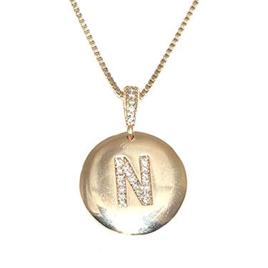 Imagem de Colar Medalha Letra A Sua Escolha Folheado A Ouro!