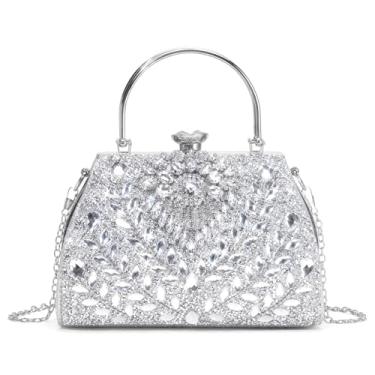 Imagem de RNIEGA Sparkly Bolsa feminina clutch com strass com glitter e lantejoulas para festas de casamento, Prata