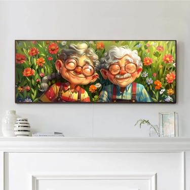 Imagem de VAIIEYO Kits de arte de diamante grande para adultos casais de idosos, casais de arte de diamante, kits de pintura de diamante grande, tela de artesanato de strass redondo para decoração de parede de