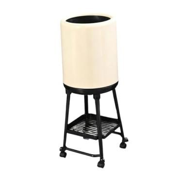 Imagem de FytStycale Lixeira com rodas, cesto de lixo, lixeira de pé alto de grande capacidade, balde de papel para banheiro e sala de estar 18L, Preto