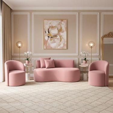 Imagem de Conjunto Decorativo 02 Poltronas + Sofá Curvo Orgânico Nature Gaia Vel