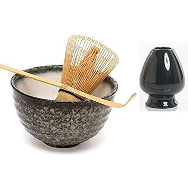 Imagem de QLDFX Tigela Matcha Tigela de Salada Tradicional Matcha Kit Batedor de Madeira Natural Colher Cerêmica Matcha Tigela Suporte para Batedor Japonês Matcha Presente Conjunto de Chá Tigela Matcha Conjunto