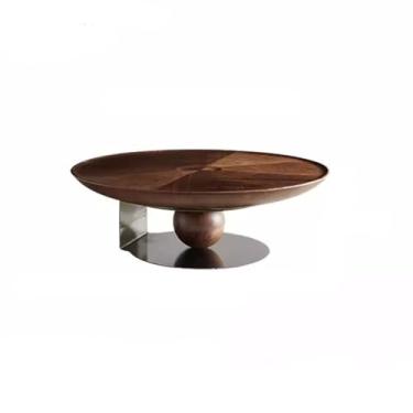 Imagem de Mesa de centro italiana minimalista de madeira maciça disco voador mesa de café, luxo leve, sala de estar minimalista moderna, apartamento pequeno, mesa de quarto de criatividade personalizada (90