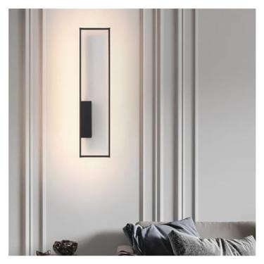 Imagem de HOSETEON Luminária de parede LED simples moderna preta e dourada retangular para decoração de quarto, luminária de parede
