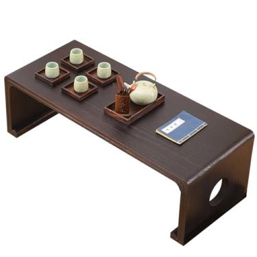 Imagem de Mesa de centro criativa de madeira maciça, mesa de estudo para quarto, mesa de cama, varanda, mesa de centro, estações de trabalho de escritório feita de madeira maciça com suporte de carga e estável