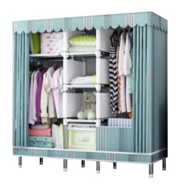 Imagem de YPDJVLTI Armário portátil armário portátil armário moldura de aço armários para quarto roupas armário economiza espaço grande armário fácil de montar armário espaçoso