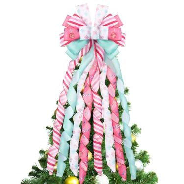 Imagem de DIYDEC Coroa de flores rosa para árvore de Natal, 109 x 33 cm, enfeite de árvore grande para decoração de Natal, casamento, dia de Ação de Graças, decoração interna e externa