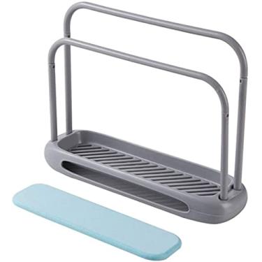 Imagem de Prateleira de armazenamento de toalhas removível toalha prato toalha esponja secador rápido suporte de tecido de barra dupla toalheiro para cozinha casa de banho - cinzento, tamanho 2