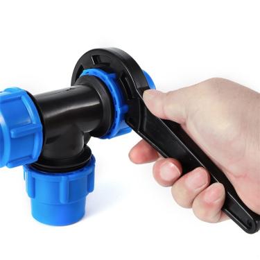 Imagem de XMGKMN Conector rápido de tubo PE resistente 20/25/32/40/50 mm Tampa de extremidade de cotovelo reta cruzada DN25 DN32 DN40 DN50 Junta rápida direta de tubo 1 peça (Cor: Cotovelo, Tamanho: 20 mm)