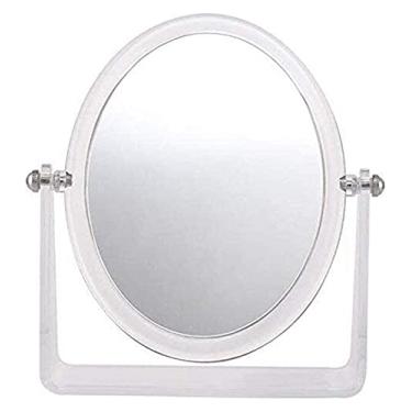 Imagem de Espelho pequeno espelho de maquilhagem, espelho de beleza frente e verso para secretária, espelho cosmético com ampliação 3X, espelho giratório de 360° para casa de banho, espelho de maquilhagem (cor