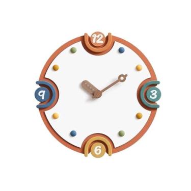 Imagem de WYUYIWH Relógio de parede sem perfuração moderno simples relógio de parede sala de estar criativo casa creme restaurante arte relógio de decoração de luxo (cor: A)