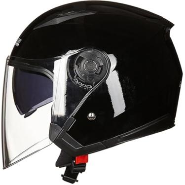 Imagem de Capacete De Motocicleta 3/4 Capacete De Motocicleta Retrô Capacete De Motocicleta Capacete De Motocicleta Aprovado Pelo Dot/Ece Com Viseira Dupla Capacete A Jato Para Scooter C, F, M/54-55CM