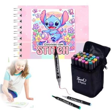 Imagem de Kit Livro De Colorir Stitch Estilo Bobbie Goods 50 Folhas 180g Com 24 