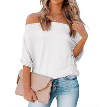 Imagem de Camisa REVETRO Off Shoulder, manga curta, tamanho grande, branca L