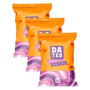 Imagem de Kit 3X: Barra de Proteína Just Original com Nuts Sem Açúcar Let's Dates 38g