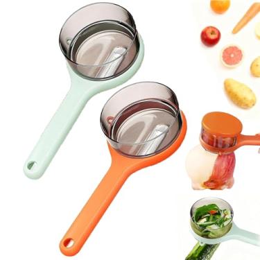 Imagem de Descascador com recipiente – Descascador de frutas especial para cozinha, descascador de legumes com caixa de armazenamento, descascador multifuncional de aço inoxidável de dupla face para cozinha